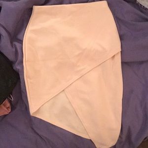 Pink pink/nude asymmetrical skirt from misguided
